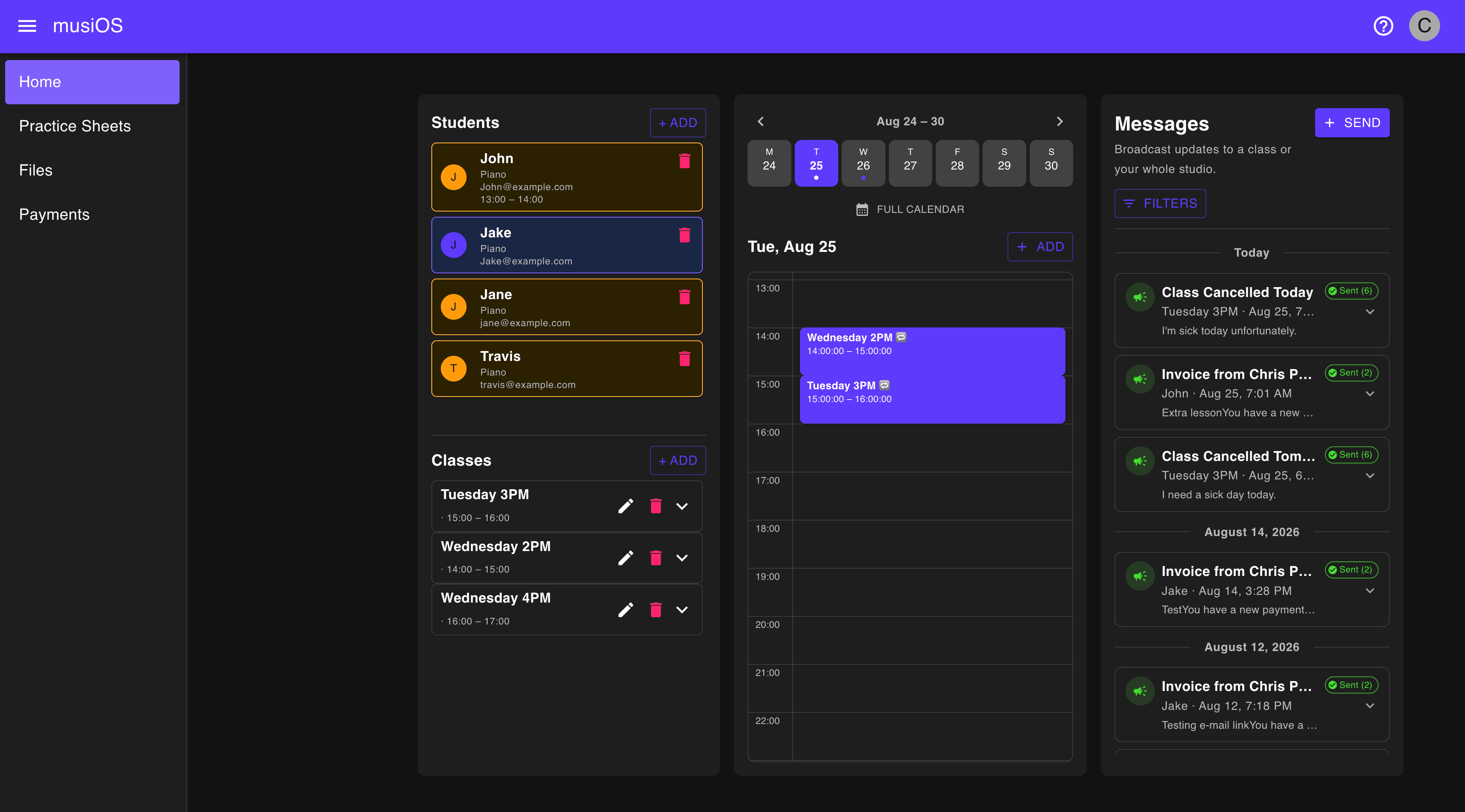 MusiOS Dashboard Preview